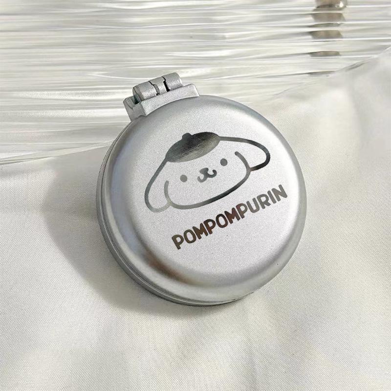 Silver Sanrio Foldable Air Cushion Comb with Mirror for Female Students - Portable Mini Comb