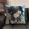 Xiao Genshin Impact Cute Cushion Cover Natural Linen Organic Fabric DoubleSided Printing Sofa Home Decor Gift Pillow Case