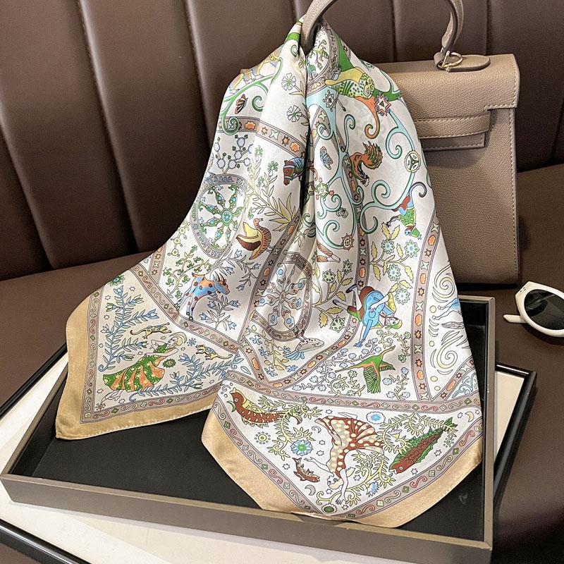 Square Scarf 100% Natural Silk  Women Hairband Foulard High Quality Bandana Scarfves Female Neckerchief Headkerchief Shawl Wrap