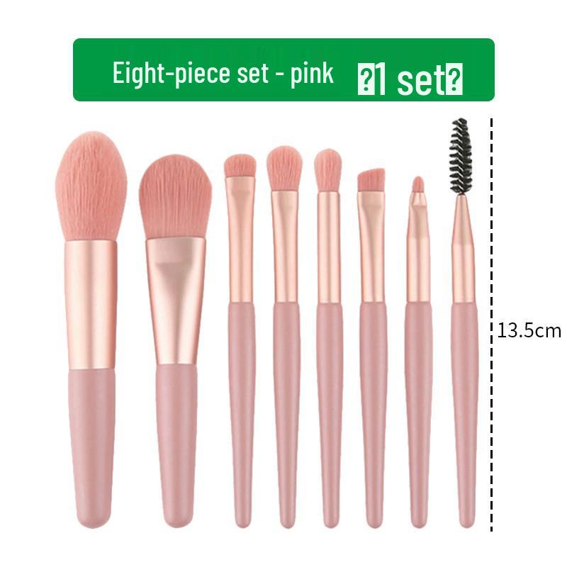 Set Mini Pensule Machiaj Morandi 8 Piese cu Peri Moi și Mânere din Plastic