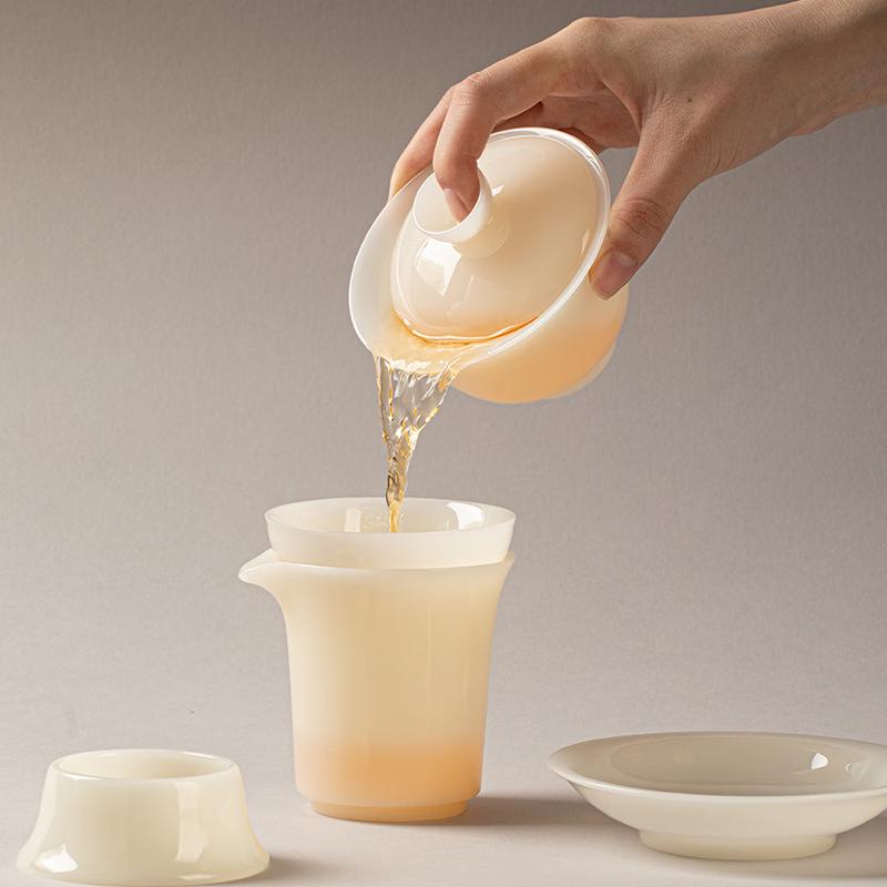 Chaxun Xiaoya Ledově zelený bílý porcelánový Gaiwan