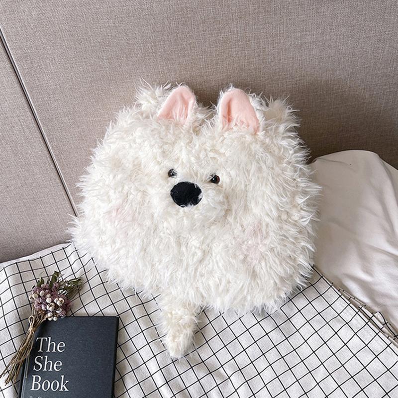 Cute Cartoon Dog Student Shoulder Bags For Women Girls Large Capacity Messenger Bag Simple Sweet Plush Female Handbags Gifts