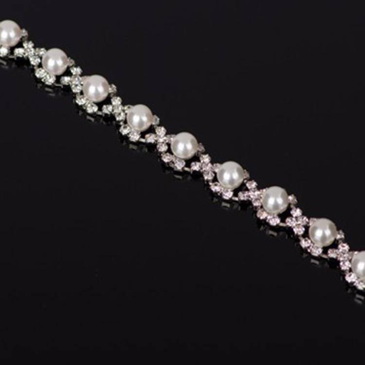 Fashion Metal Cross Pearl Diamond Bracelet Female, Silver Bride Simple Cold Wind Bracelet Bracelet