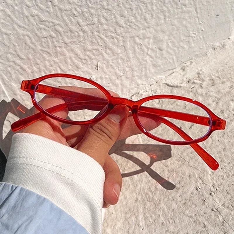 Damen Y2K Retro Ovale Brille Kleiner Rahmen Brillen Blaulichtfilter Brille Damen Computer Lese Optische Brille