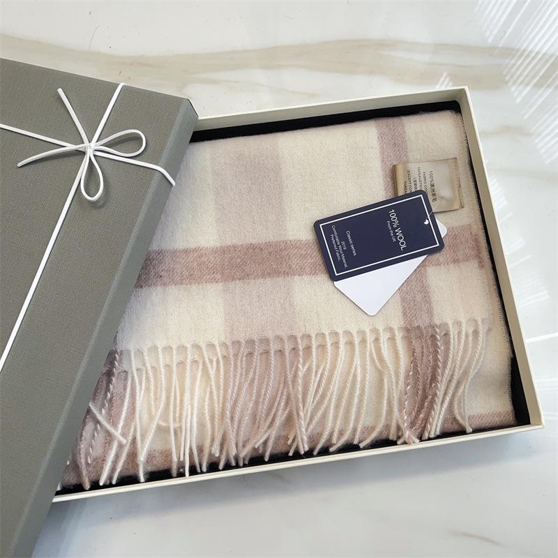 100% Reine Wolle Blauer Karoschal - Warmer, Vielseitiger Halswärmer für den Winter