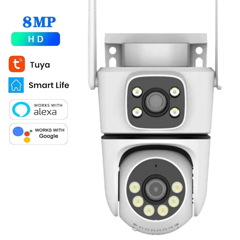 

Tuya 10MP Dual-lens PTZ Outdoor 4K HD Dual Screen Surveillance 2.4G/5G Wifi Camera Кольорове нічне бачення Безпека-захист 8MP NO SD Card
