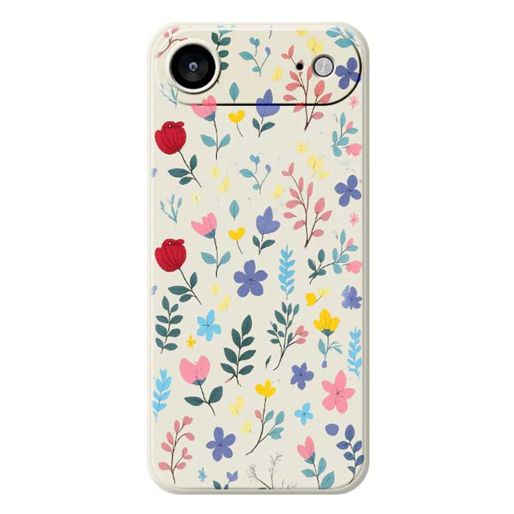 

For iPhone 17 Air Case Colorful Flower Branches Pattern Printing Straight Edge TPU Phone Back Cover Beige