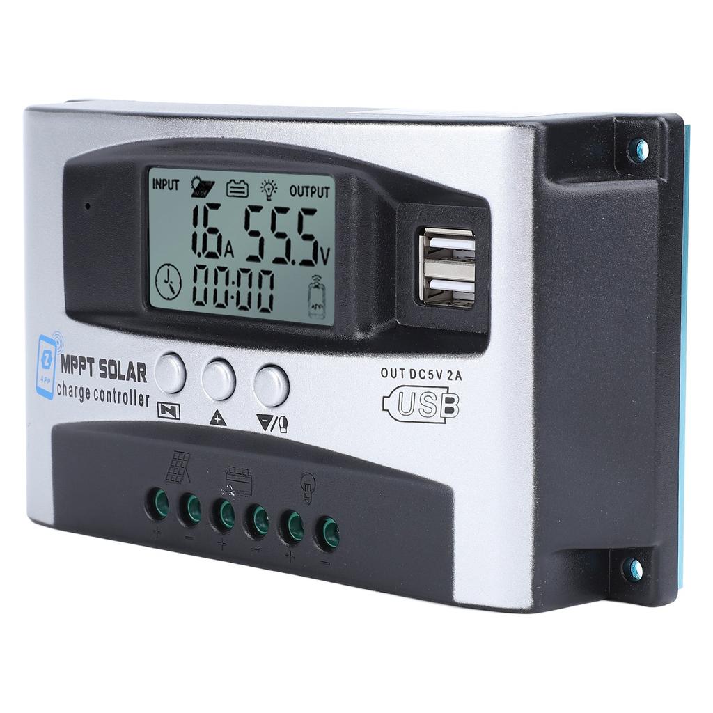 MPPT Güneş Şarj Kontrol Cihazı Bluetooth Uygulama Kontrollü 12V 24V 36V 48V LCD Ekranlı Güneş Paneli Akıllı Regülatör