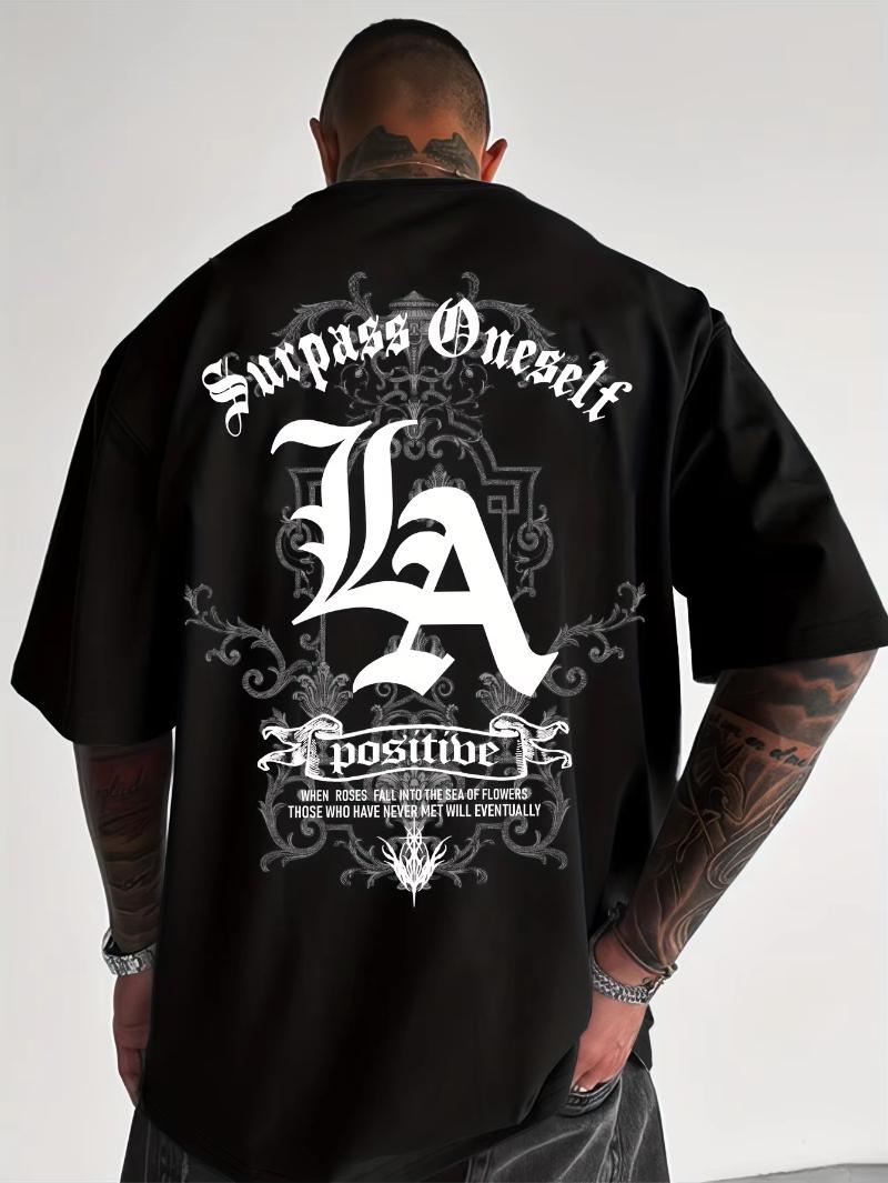 

Лето 2025 Новая мужская футболка с повседневным принтом LA и дышащим полиэфирным волокном Мужская одежда Одежда оверсайз Топы Футболка 4XL
