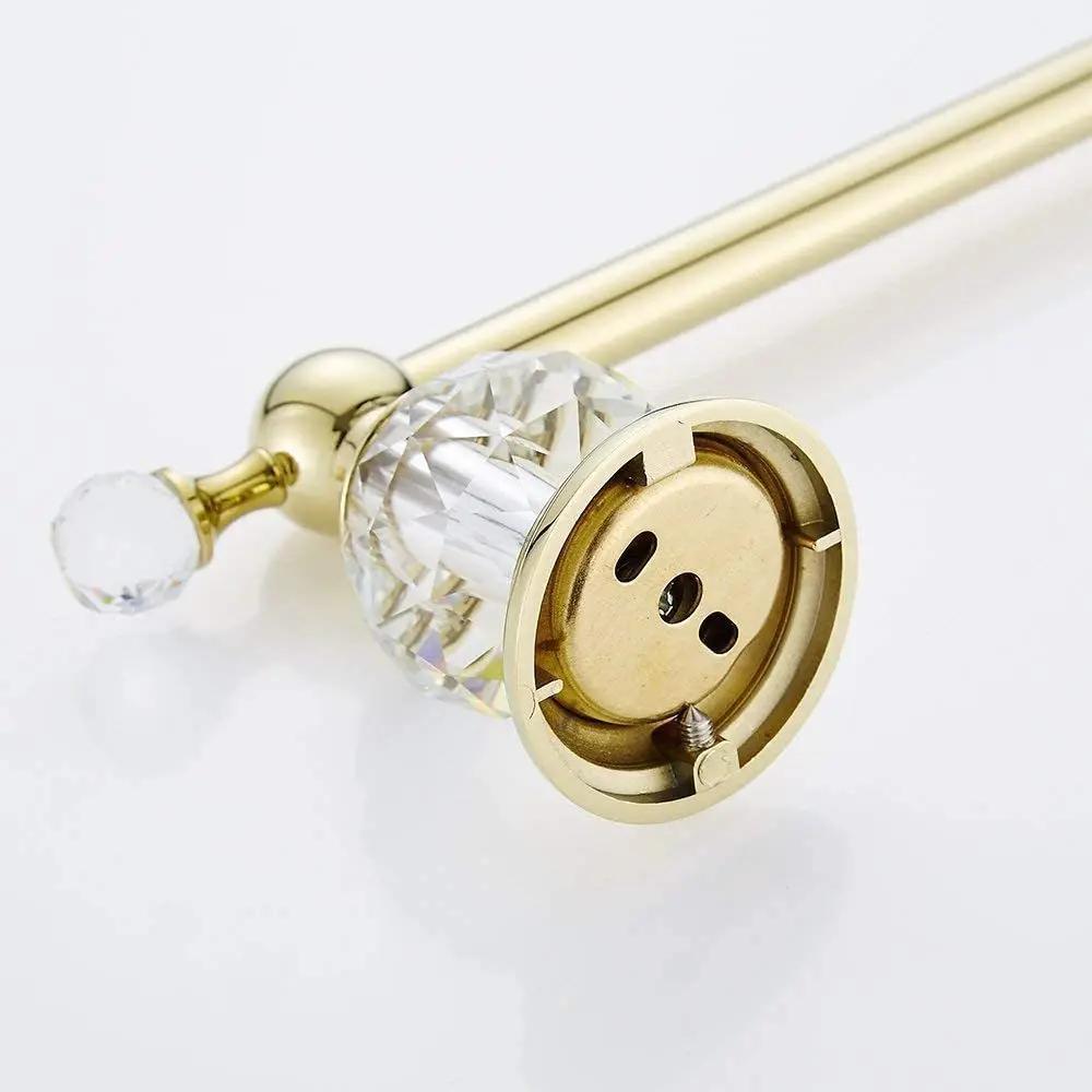 Luxury Crystal Bathroom Accessories Set Gold Polished Brass Bath Hardware Set Wall Mounted Paper holder hooks towel ring bar