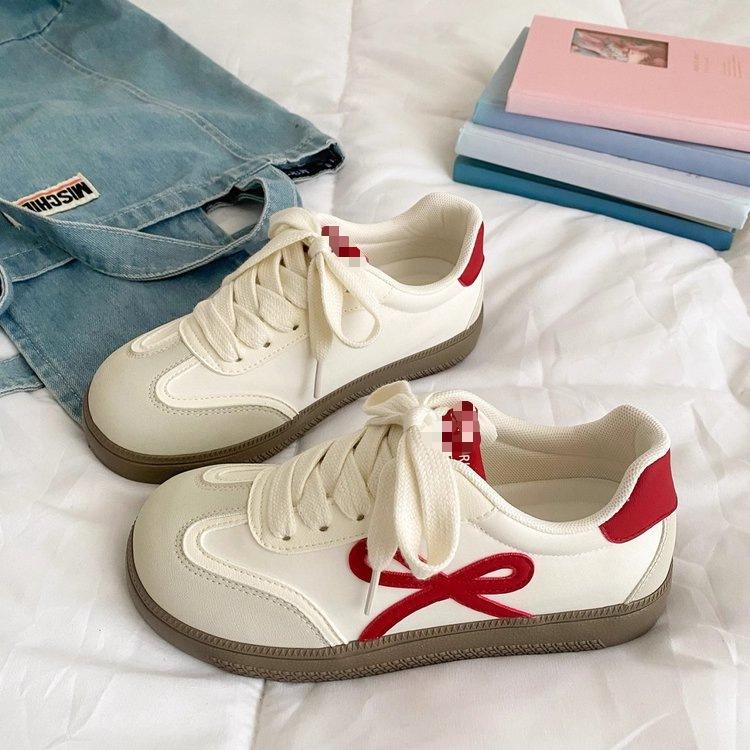 Cute bow board shoes spring new niche chic shoes platform bread shoes 35