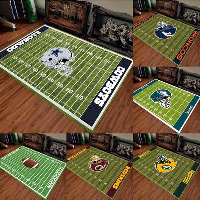 American Football Field Pattern Team Carpet Anti Slip Carpet Sports Fans HomeDecorationLiving Room Sofa Game RoomGreen Floor Mat