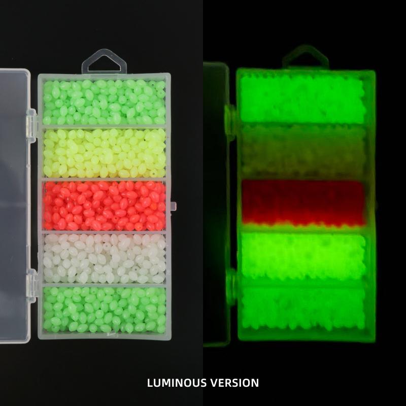 1000 szt. Luminous Fishing Space Beans Pudełko Okrągłe Kulkki Pływające Glow-In-The-Dark Stopery Koraliki do Przyponów Akcesoria do Wędkowania