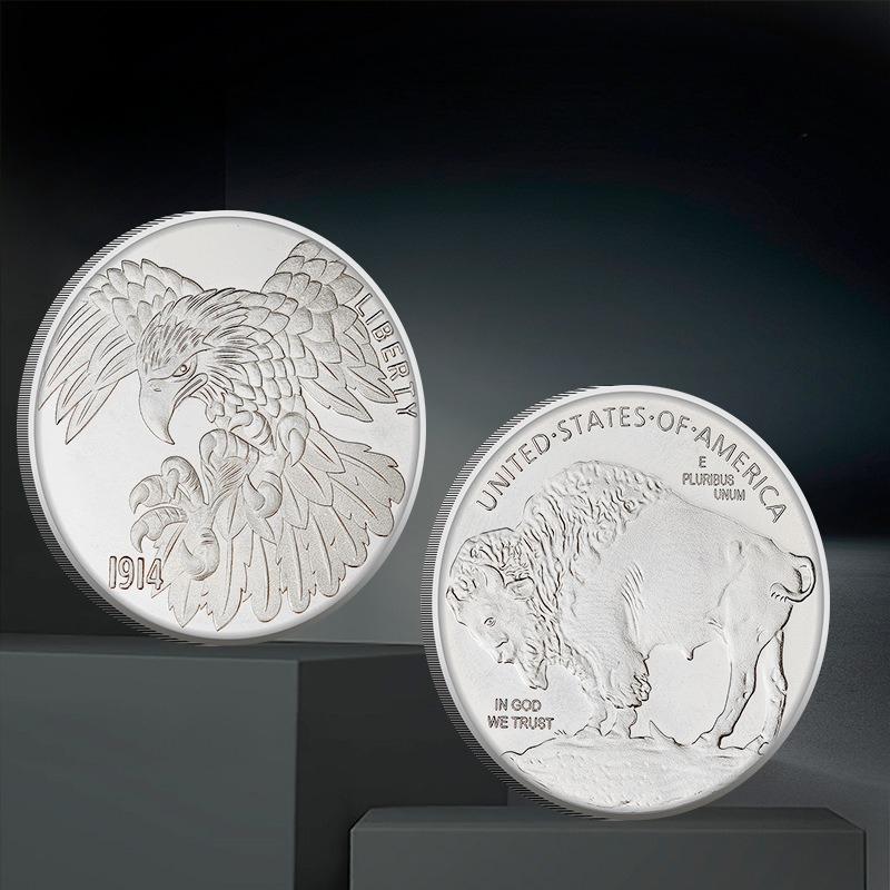 American Wanderer Coin, 1914, Falcon Bull Coin, Gold and Silver Coins, Collection, Craftsmanship, Play with