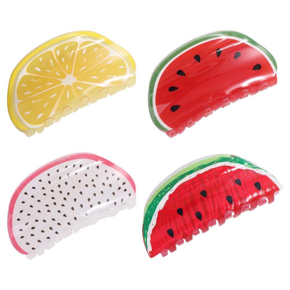 Pitaya Ponytail Holder Srawberry Women Shark Clip Fruits Hair Claw Korean Hair Clips Watermelon