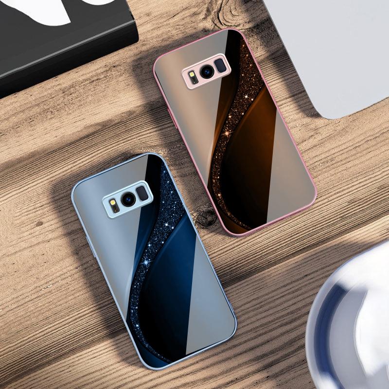 Brilliant golden galaxy For Samsung S25 S25 Edge S25Ultra S8 9 S10 20 U ltra S21 Pro 22 Plus S23 FE S24 Ultra Glass Phone Case