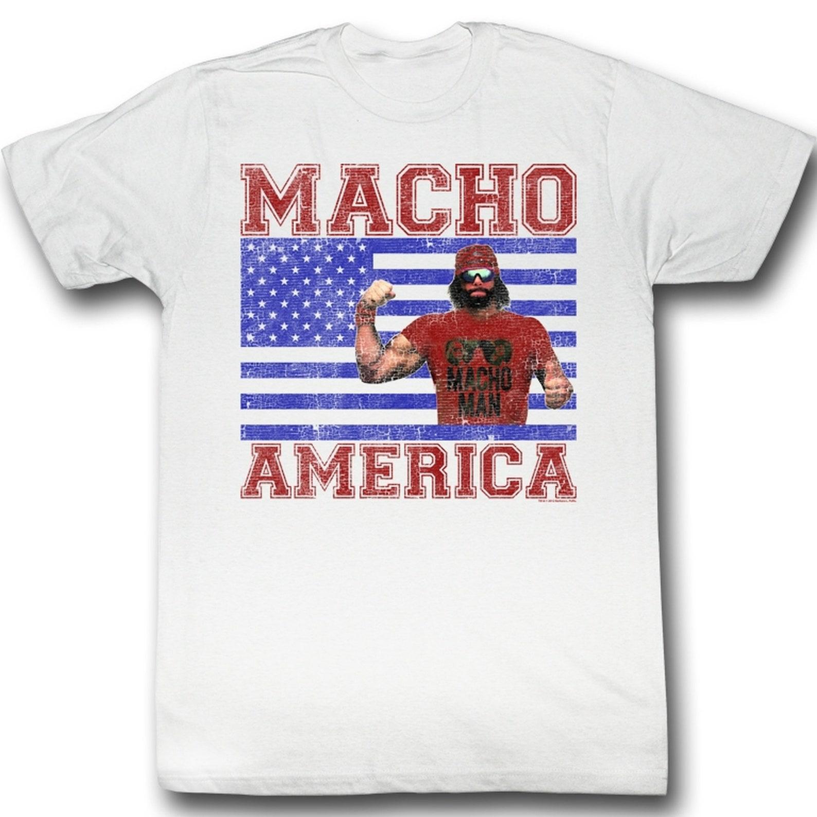 Macho Man Macho America White Adult T-Shirt M