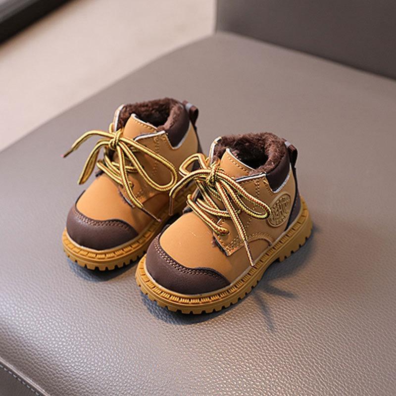 Unisex Baby Soft-Soled Martin Boots 0-1-2 Years Old, Walking Shoes, Fleece-Lined Cotton Shoes, Snow Boots for Fall/Winter.