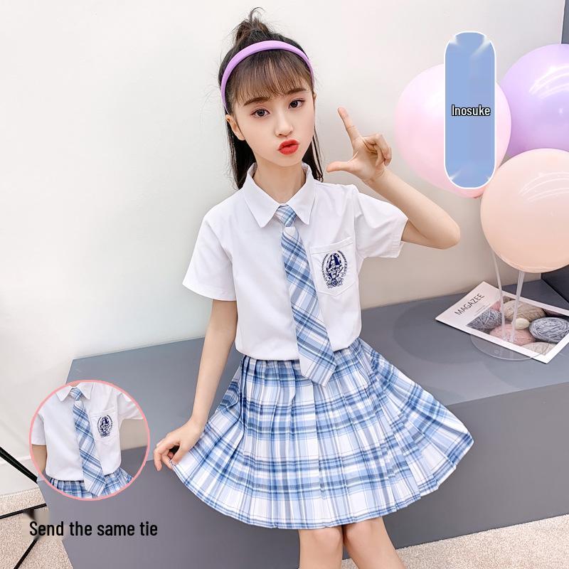 Disfraz de Coro Infantil: Camisa de Manga Corta y Falda de Cuadros de Junio de 2025 para Recital de Poesía y Vestimenta Escénica de Jardín de Infancia