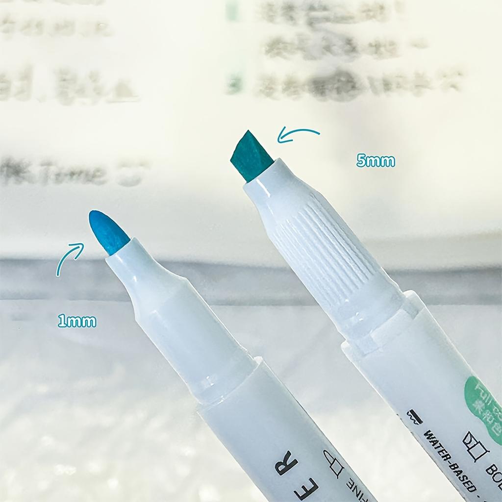 5 szt. Pastelowe Zakreślacze Kolory Podwójna Końcówka Fluorescencyjny Pióro Hakowe Kolorowy Marker Śliczne Markery do Journalingu Japońskie Artykuły Papiernicze