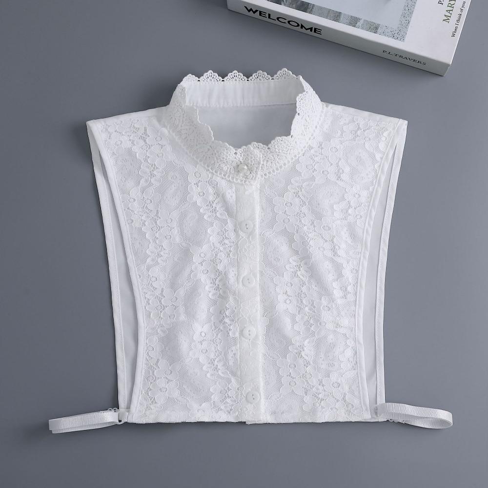 Half Shirt Style Lace Fake Collar Detachable Chiffon Stand Fake Collar White Black Removable Half Shirt Women
