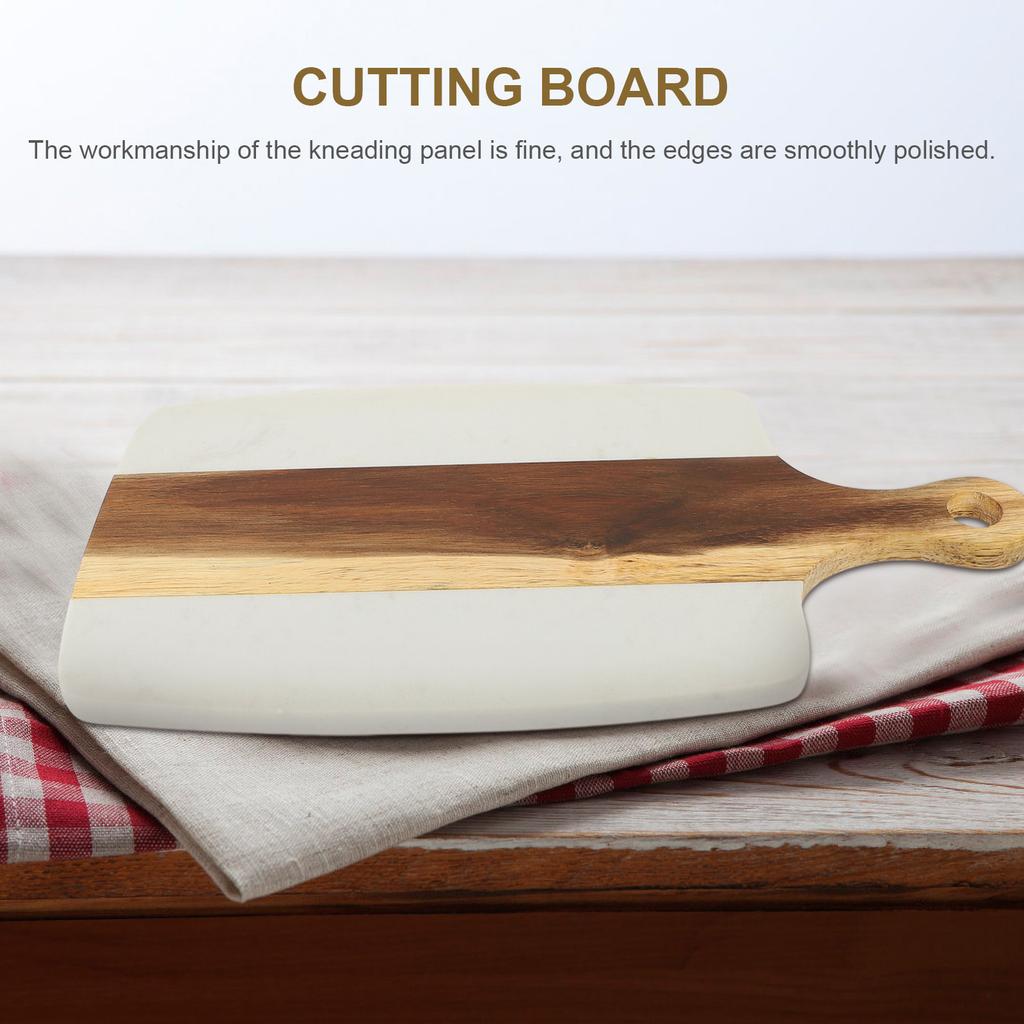 Multi-Functional Wooden Cutting Board with Marble Finish Strong Chopping Block for Daily Cooking Camping Portable Design