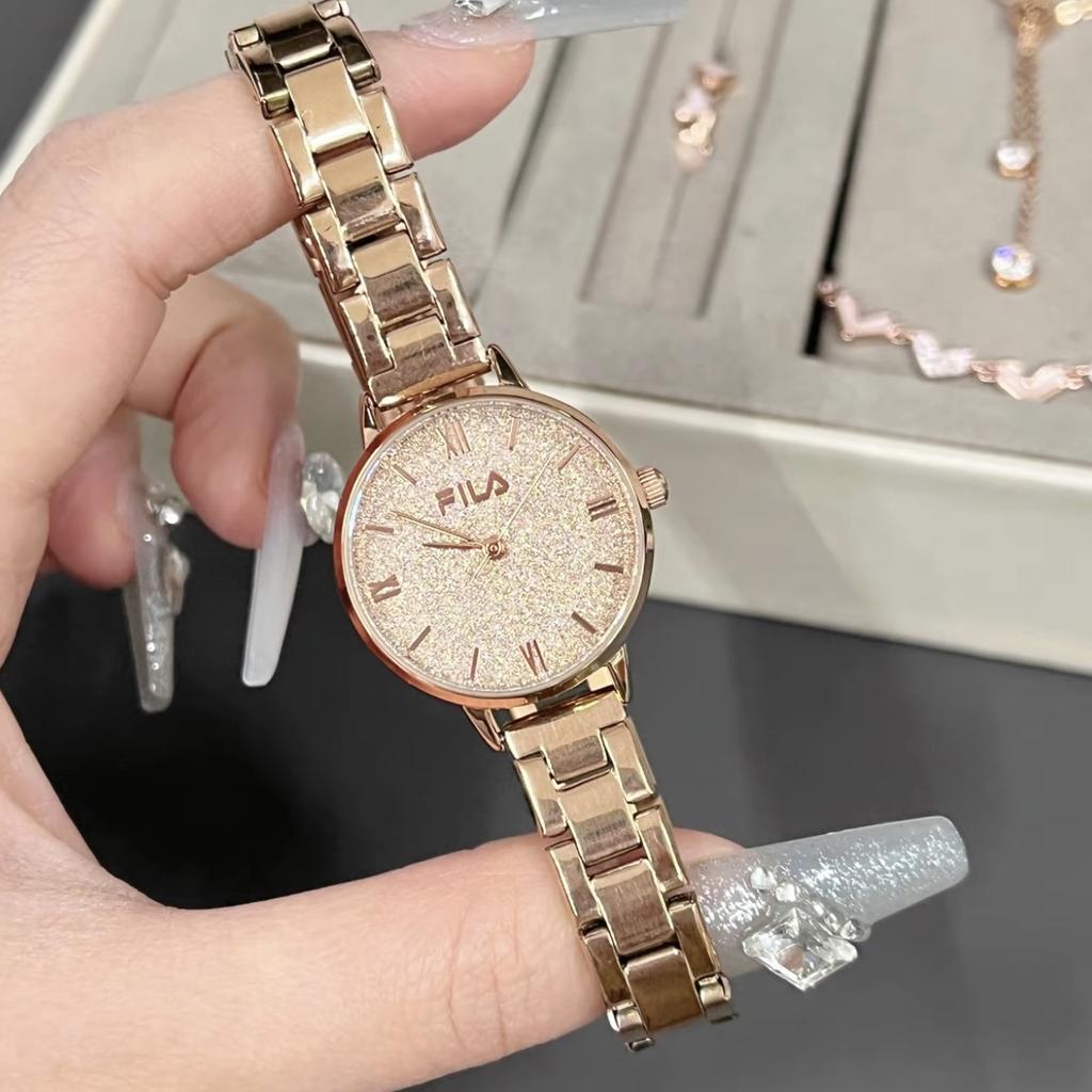 FILA Brilliant Star Series Watch Quartz Movement Steel Strap Pink Dial Romantic Set Women watches FLL38-6648
