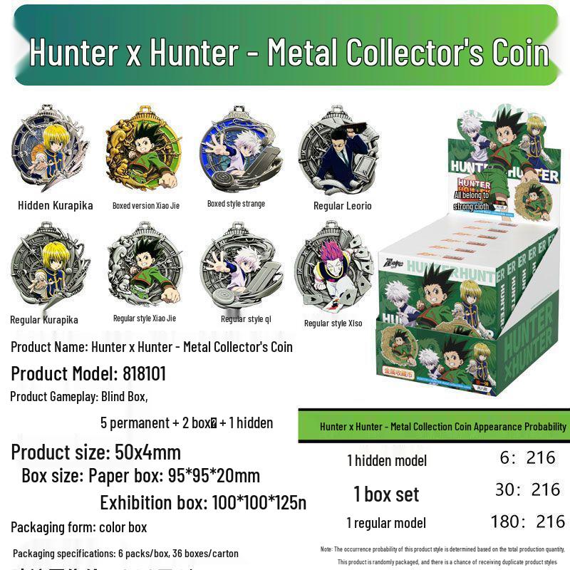 Official Hunter X Hunter Collectible: Metal Coin, Gon X Killua Charm, Keychain, Pin, Button In Blind Box