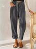 2024 Women's High-Waist Corduroy Autumn Pants - Solid Color, Loose Straight Leg