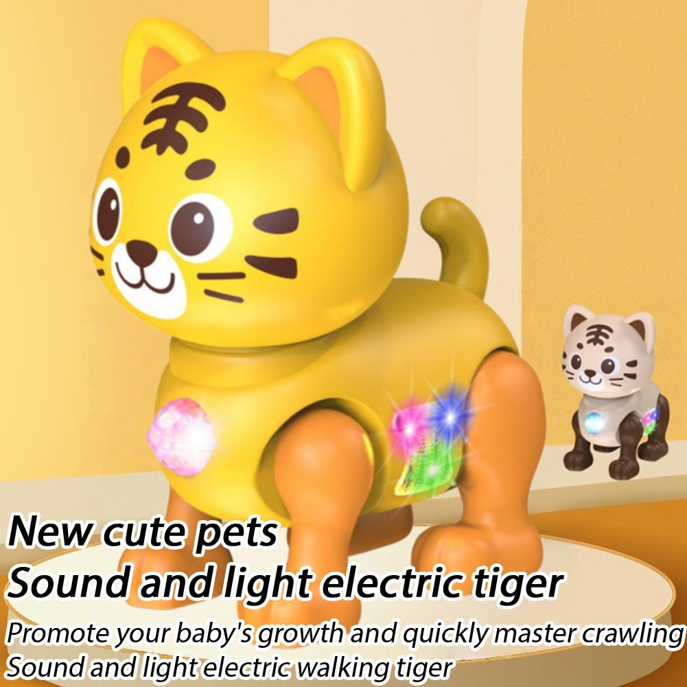 Elektronisches Haustier für Kinder Musikspielzeug Cartoon Elektrisches Vokalspielzeug Tiger Spielzeug Mit Ton Blitz Beleuchtung Singen Tanzen für Mädchen Jungen Geschenk
