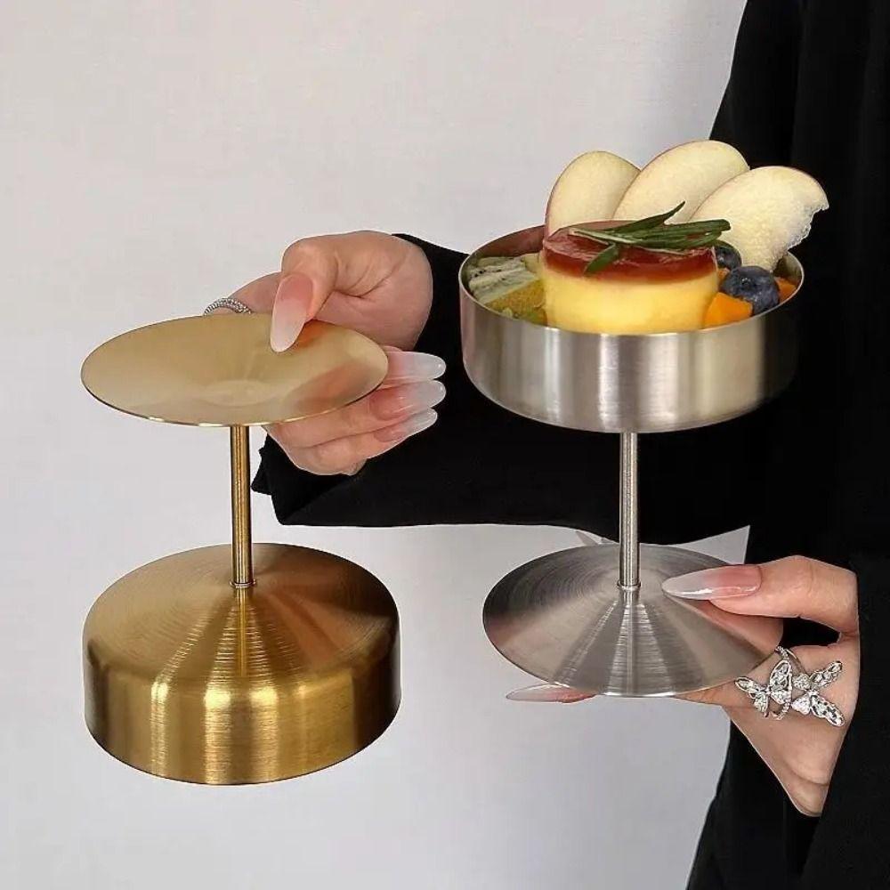 Wide Opening Pudding Cup High Footed Pudding Serving Dish Stainless Steel Dessert Cups Hotel