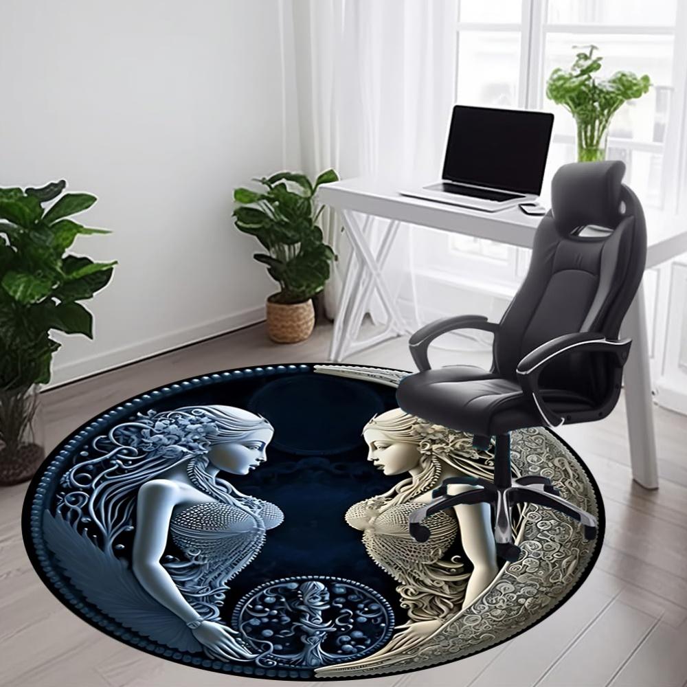1pc Mythical Creatures Carpet, Round Non Slip Durable Large Size Office Carpet, Suitable for Office