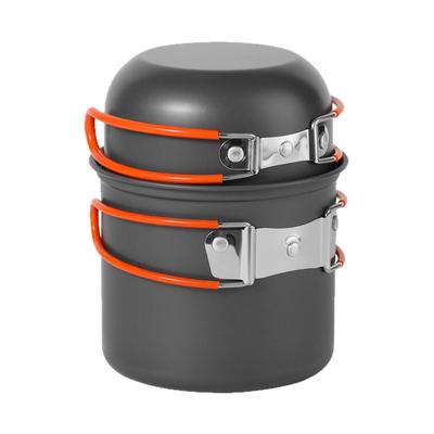 Selbstfahrer-Tour Outdoor Camping Kochutensilien Tragbares Set Topf-Kombination Gaskocher Topf-Set Campinggeschirr Picknickbedarf