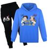 Kids Cotton Cartoon Hoodie And Jogging Pants Set For Winter And Spring Play