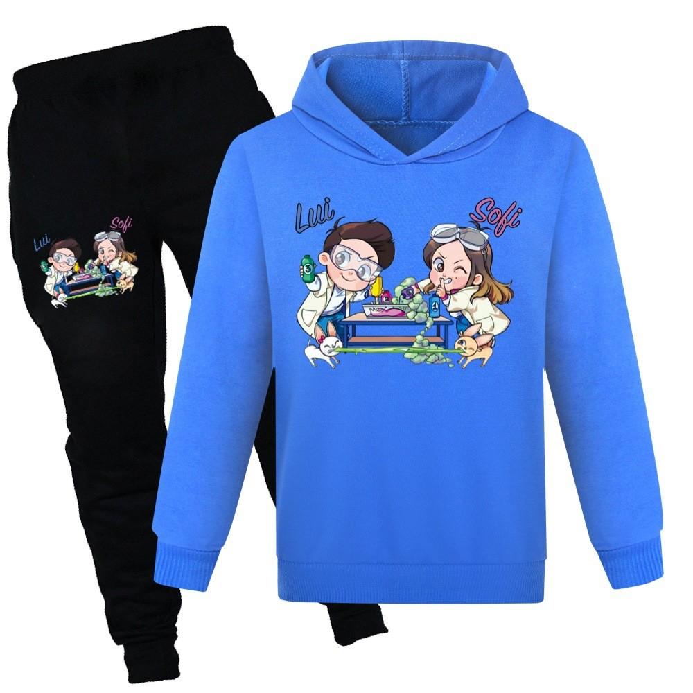 Kids Cotton Cartoon Hoodie And Jogging Pants Set For Winter And Spring Play