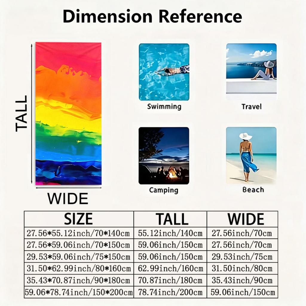 Serviette de plage dégradé arc-en-ciel Impression abstraite colorée Design surdimensionné Séchage rapide Microfibre douce Serviette de bain pour femmes hommes