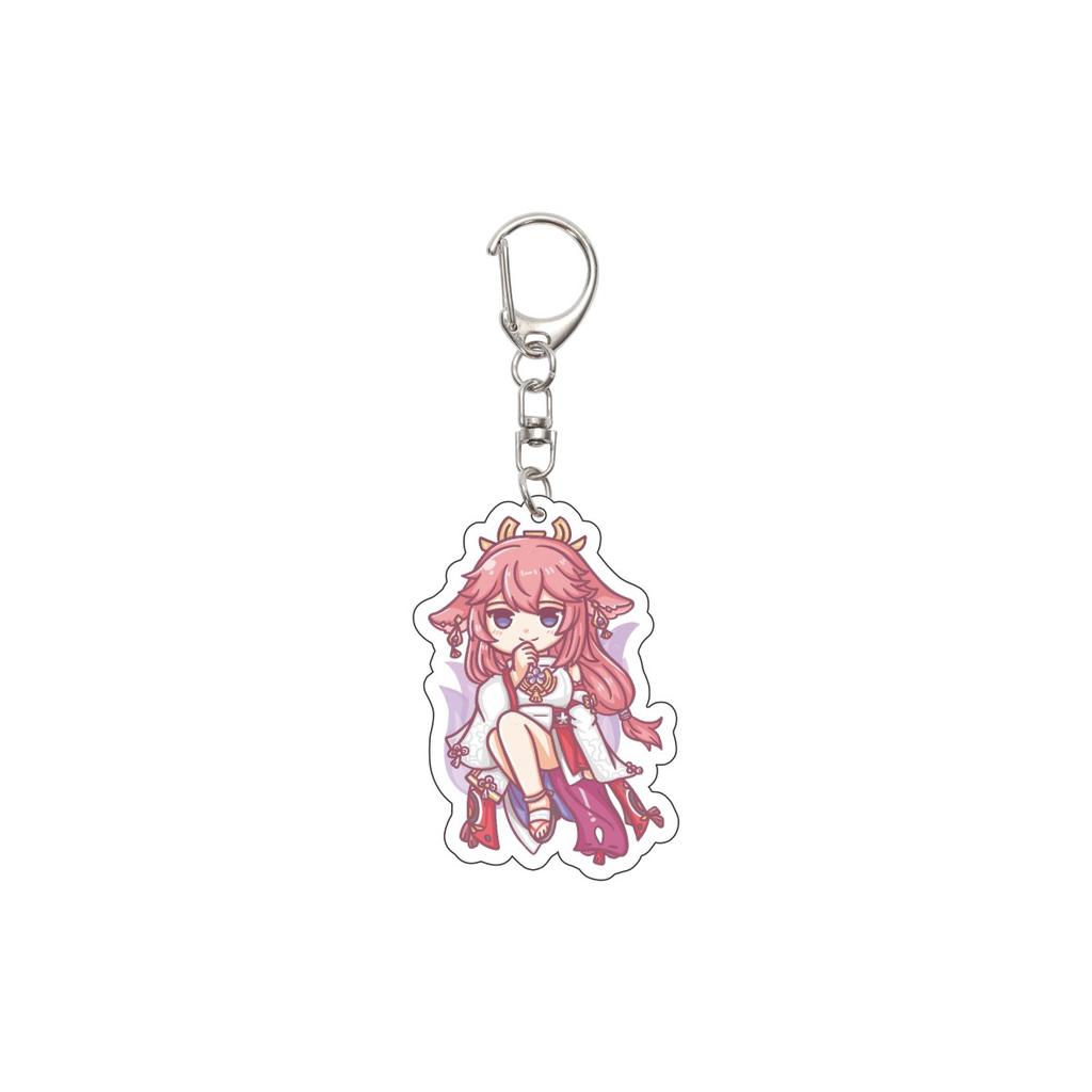 55MM Anime Genshin Impact Keychain Yae Miko Key Chain Acrylic Model Plate Christmas Gifts