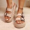Women's Summer Beach Vacation Fashion Double-Buckle Design Comfortable Trendy Versatile Indoor Outdoor Bohemian Style Sandals