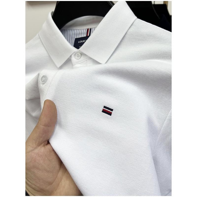 

Сорочка поло Чоловіча футболка з короткими рукавами Літні лацкани Нова високоякісна чоловіча бавовняна футболка з половиною рукава XL