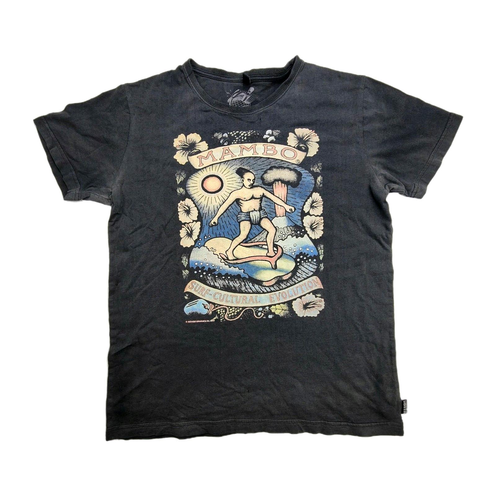 Mambo T-Shirt Adult Size Small Black Big Logo Surfwear Retro Streetwear Flowers S