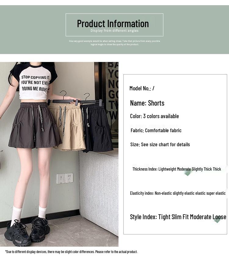 2025 Sweet Korean High-Waisted Quick-Dry Ruffle Pants with Pockets