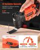 Cordless Oscillating Tool, 20V Oscillating Multi Tool Kit with 6 Variable Speeds 8500 - 17000 OPM, 3.2° Oscillating Angle, 2.0Ah Battery Pack &