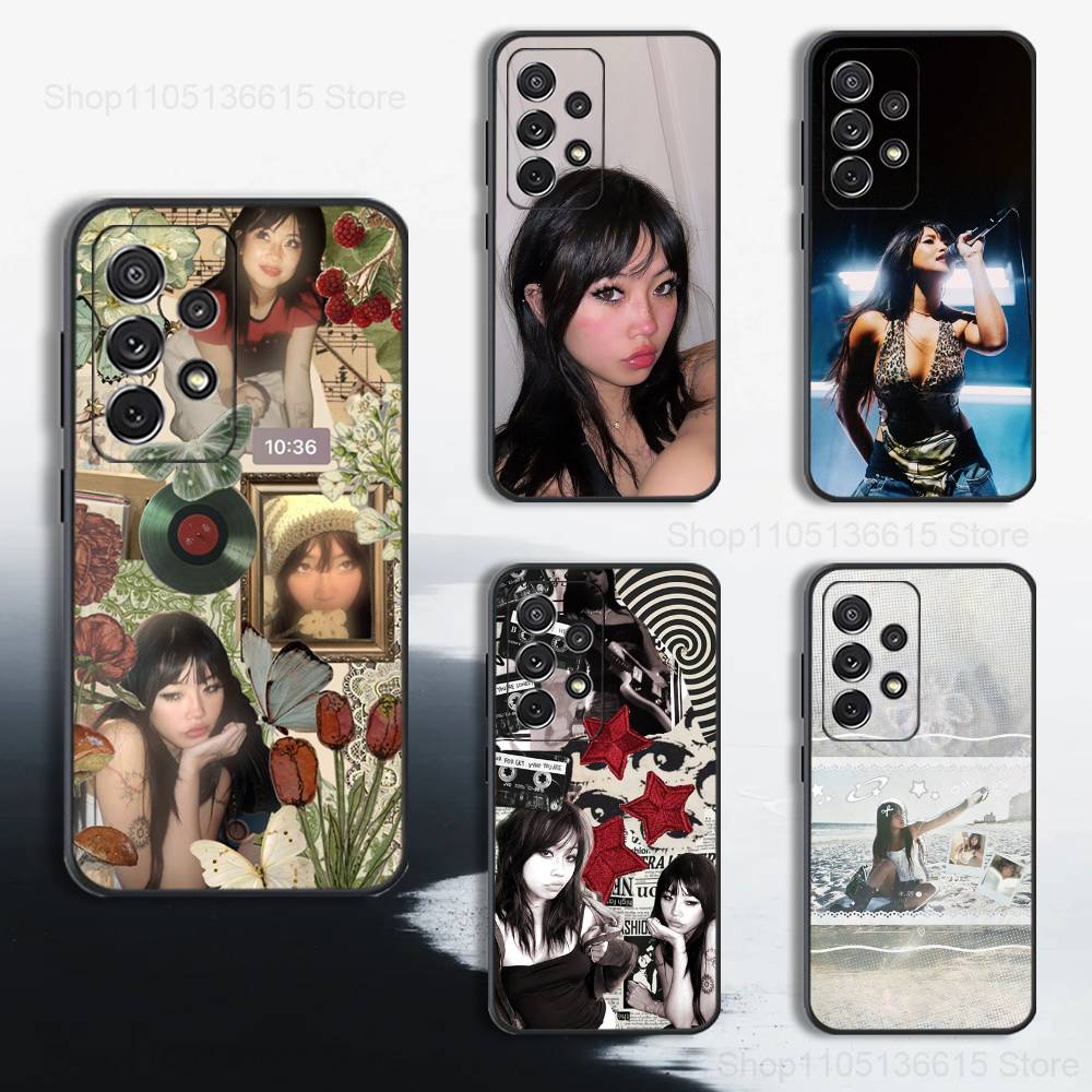 Cute B-Beabadoobee Singer Phone Case For Samsung S22,S21,S20,S10,S9,S25,S24,S23,Ultra,FE,Plus,Lite,Soft Silicone Black