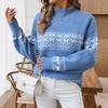 Christmas Snowflake Jacquard Sweater for Women Autumn and Winter New Half Turtleneck Pullover Long-sleeved Sweater