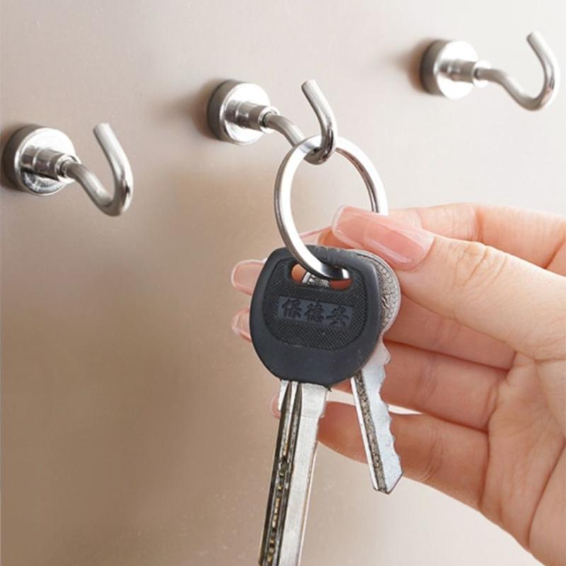 5 ks Kovový silný magnetický háček Nástěnný vysoce odolný magnetický háček Věšák na klíče Domácí kuchyňské koupelnové doplňky Magnet