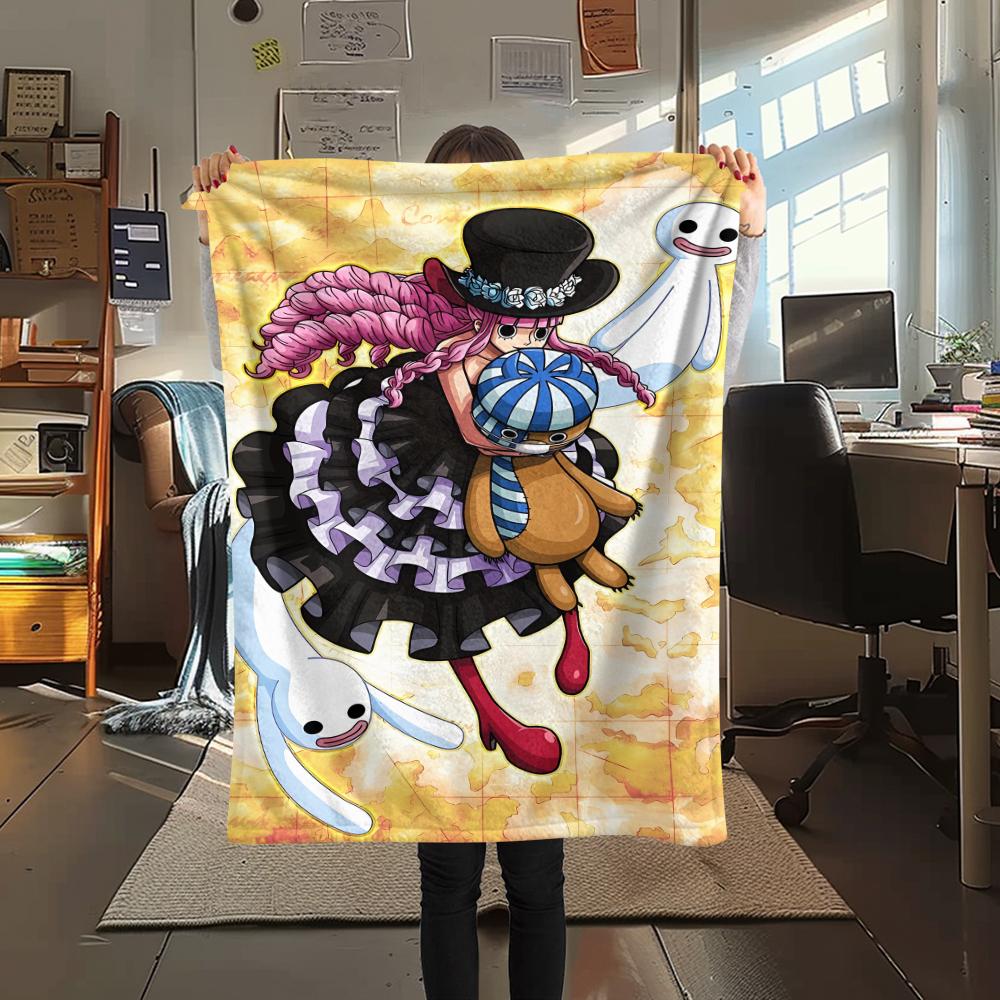 One Piece Character Print Flannel Blanket,High Quality Comfortable for All Seasons,Home Decor,Warmth and Comfort,Perfect for Christmas Gifts