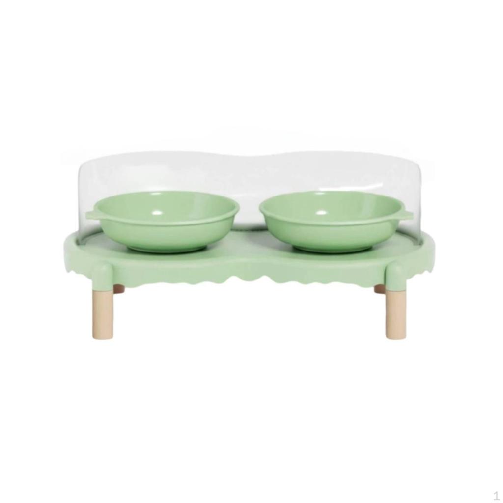 Ceramic Cat Bowl, Double Bowl Feeder, AntiSpill, Raised Stand, Easy To Clean, Multiple Colors Yellow