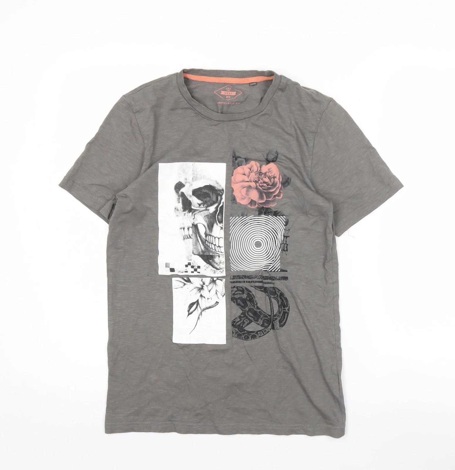 Next Men’s Grey XS Regular Fit Graphic Print T-Shirt L