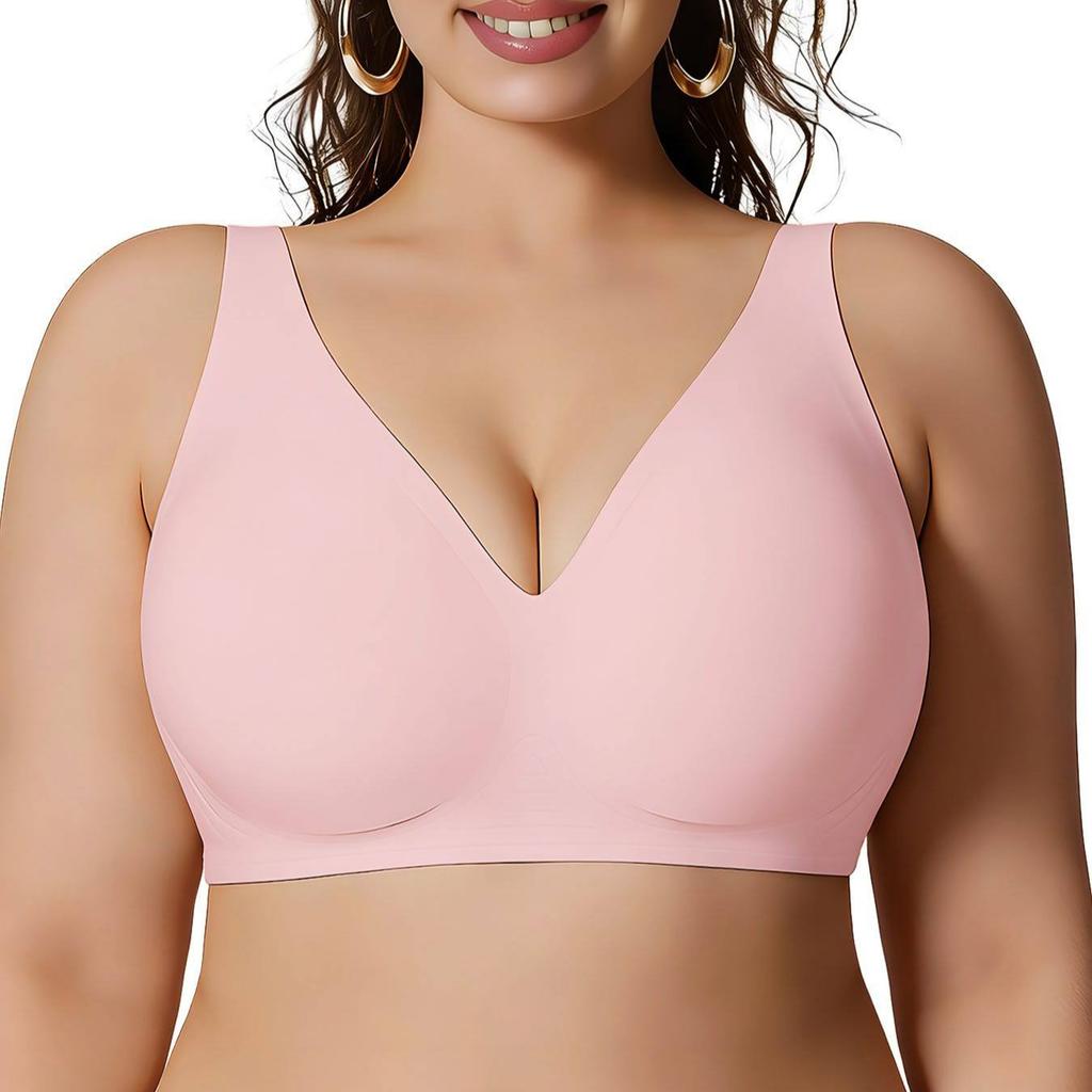 Plus Size Wireless Seamless Bra with Jelly Strips Ice Fabric Outer Expanding Lifting Gathered Leopard Print Intimates for Women