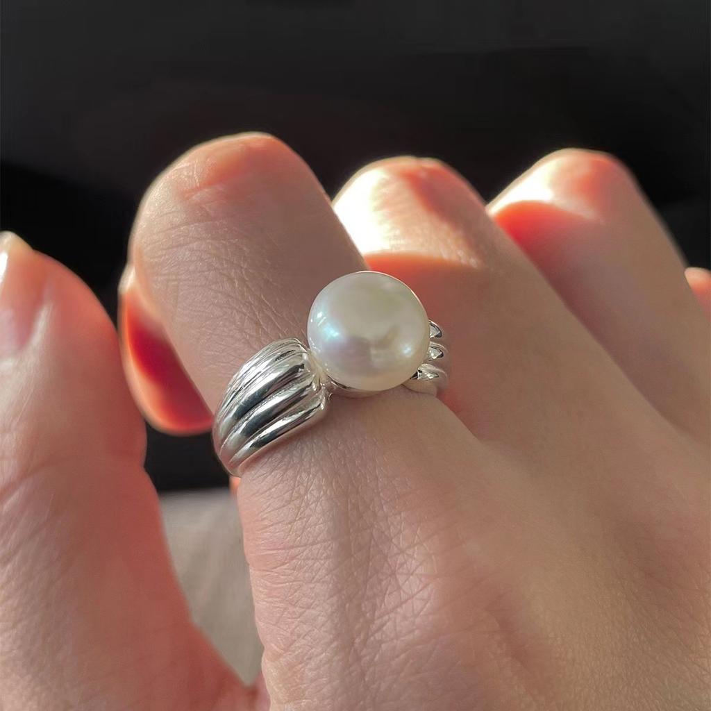 925 Sterling Silver Jewelry Ladies Pearl Rings For Women Wedding Engagement Vintage Accessories Jewellery Moneys 925